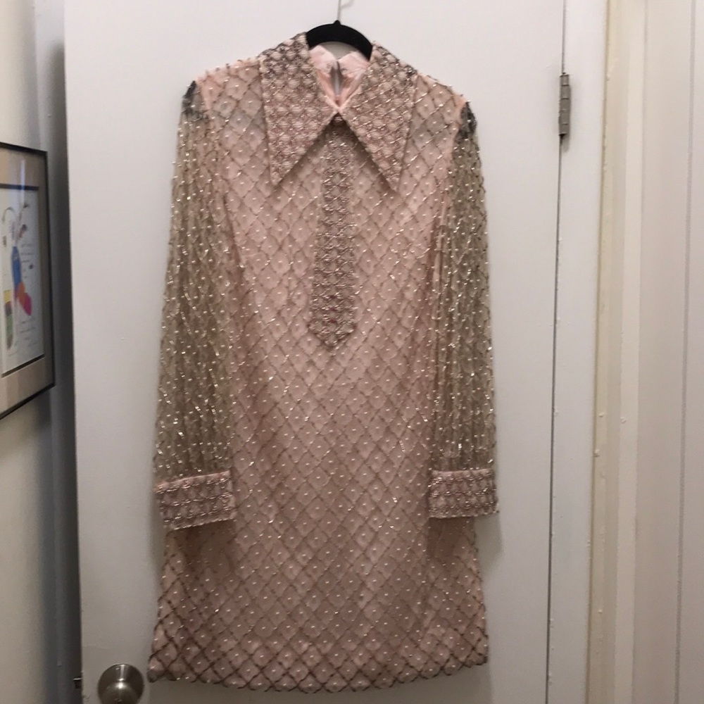 Valentina Vintage 1960’s beaded pearl tie dress